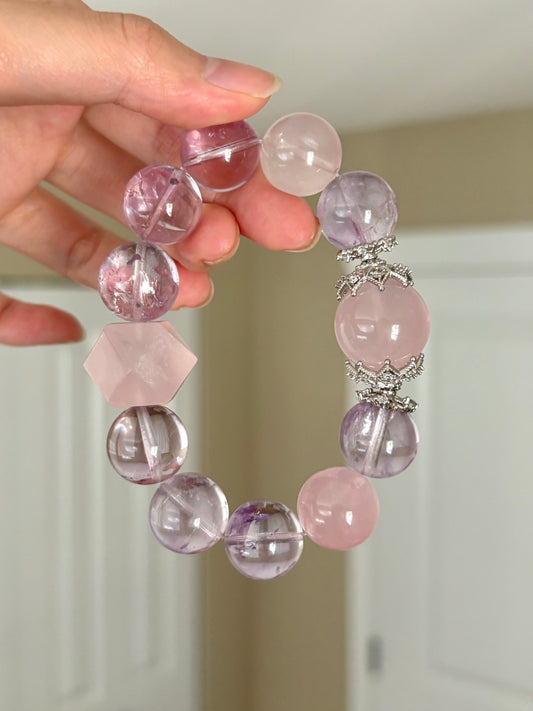 Rose Quartz Centerpiece(17.8mm)&Amethyst(15mm)